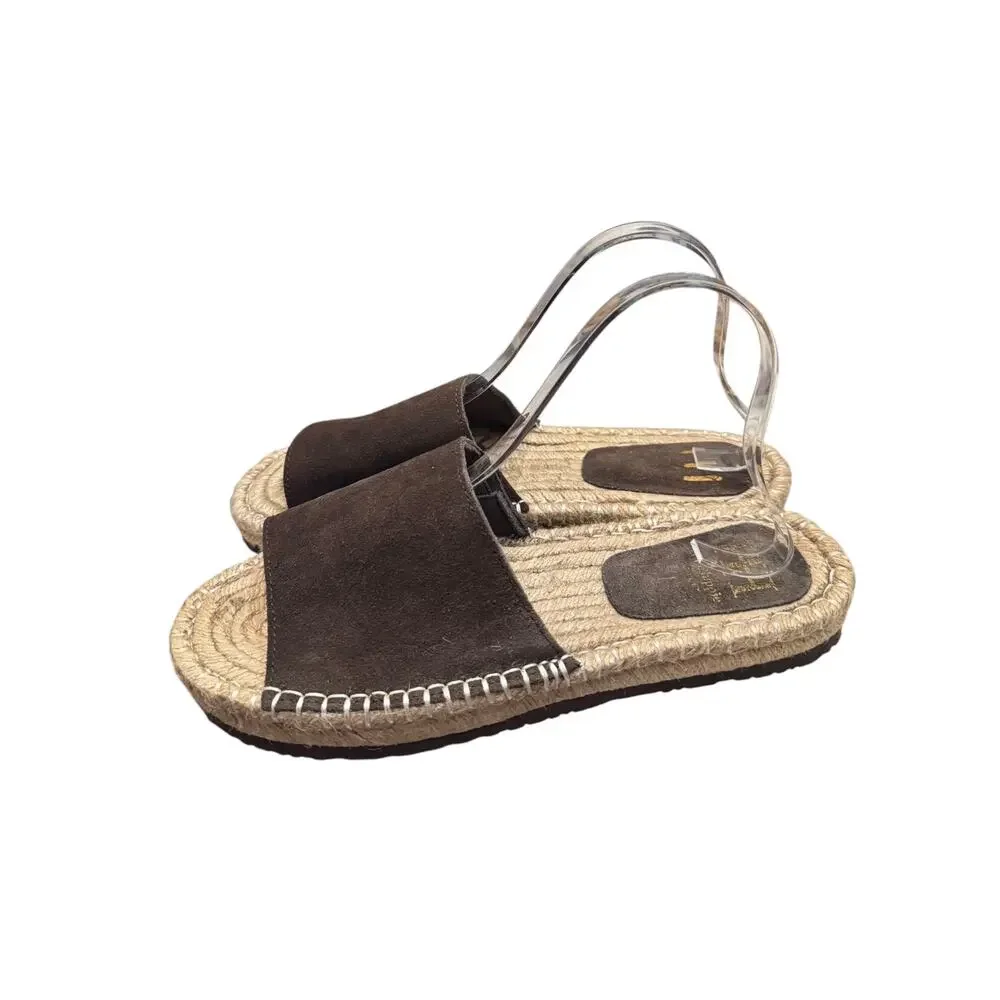 Haute Hippie Brown Suede Espadrille Slide Sandals Women’s 9M